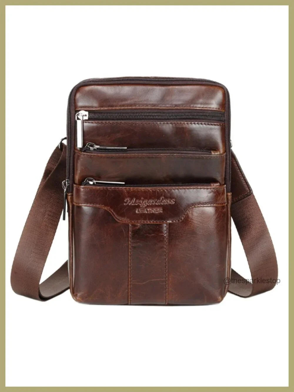 Genuine Leather Messenger Bag Sling Crossbody Shoulder Bag for Travel Work